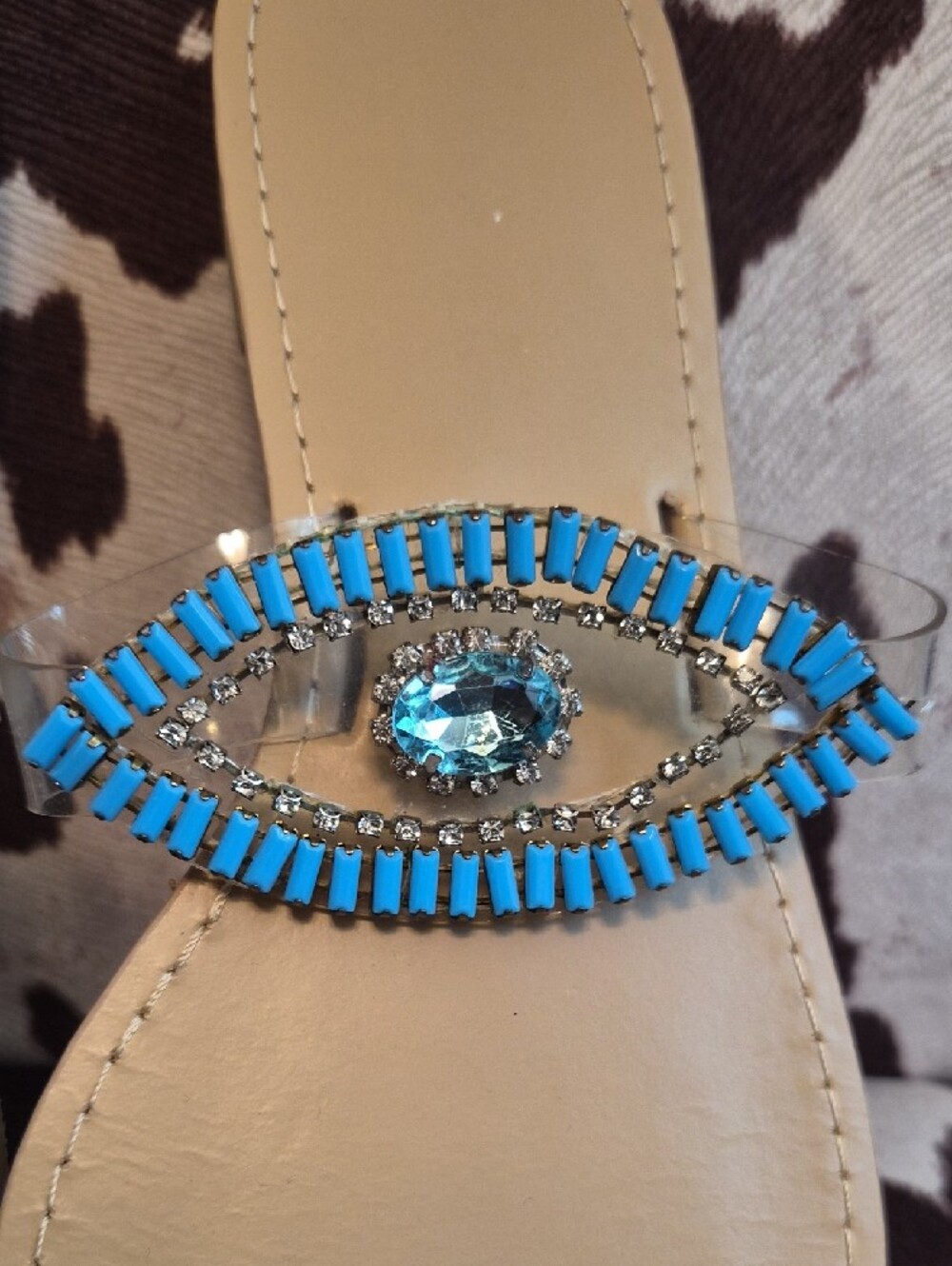 Blue Evil Eye Rhinestone Tan Sandals🧿🧿🧿 - Picture 3 of 4